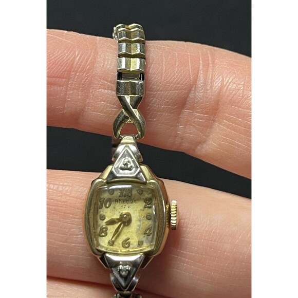 BULOVA Ladies 23 Jewel Watch 10K RG w/10KGF Bracelet Parts/Repair Vintage - Picture 1 of 13